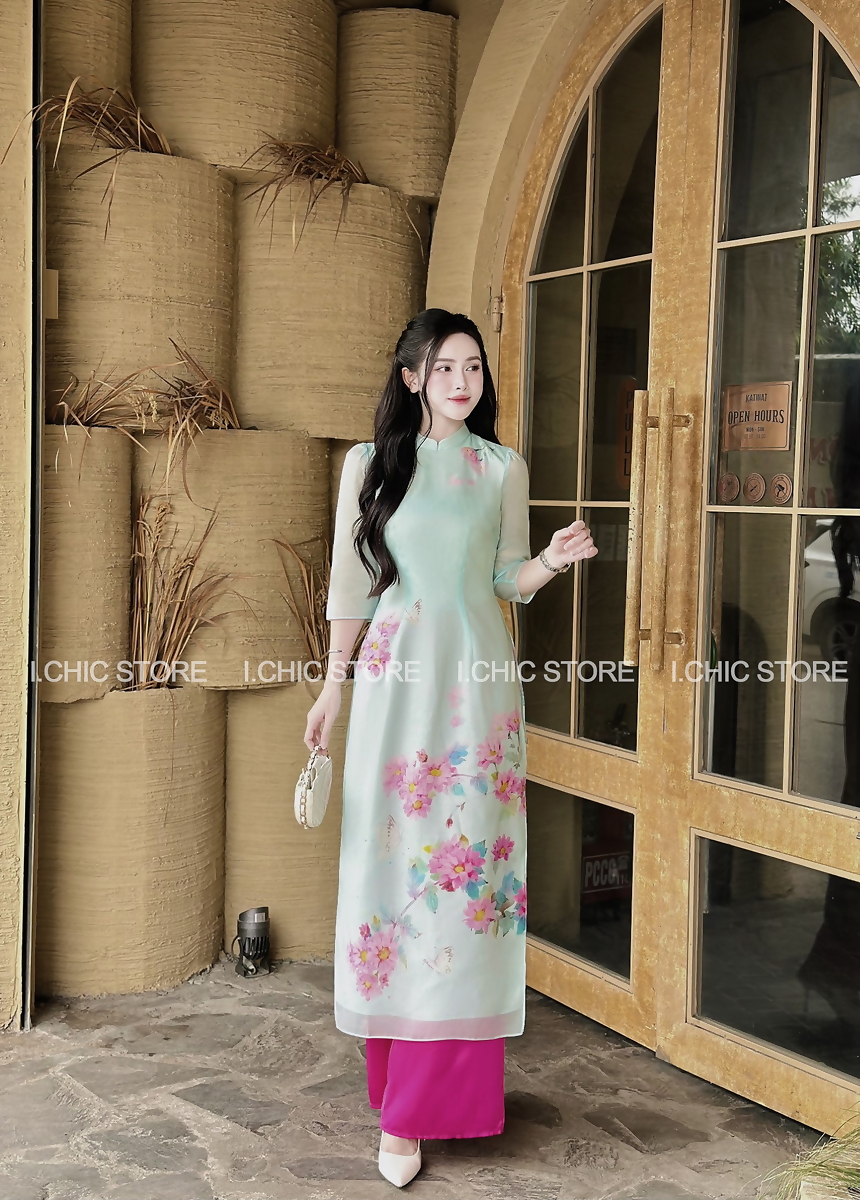 Áo Dài Thảo Tâm Xanh Mint